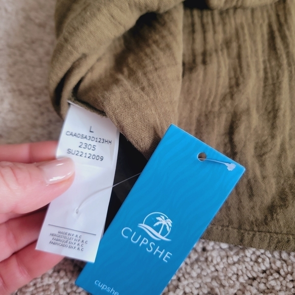 NWT Cupshe Cotton Textured Backless V-Neck Mini Dress L - Picture 8 of 9